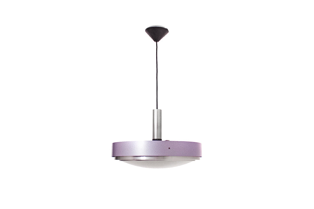 Jaren 60 Lila hanglamp metaal glas
