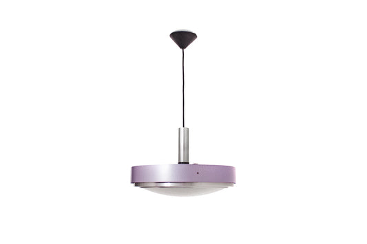 Jaren 60 Lila hanglamp metaal glas