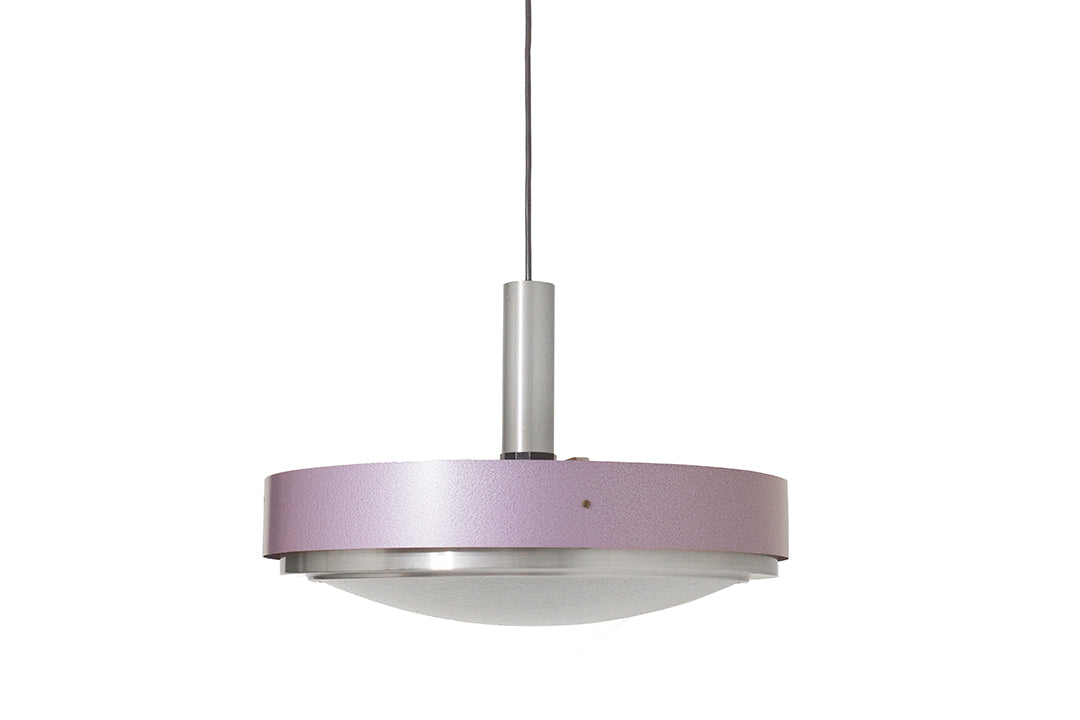Jaren 60 Lila hanglamp metaal glas