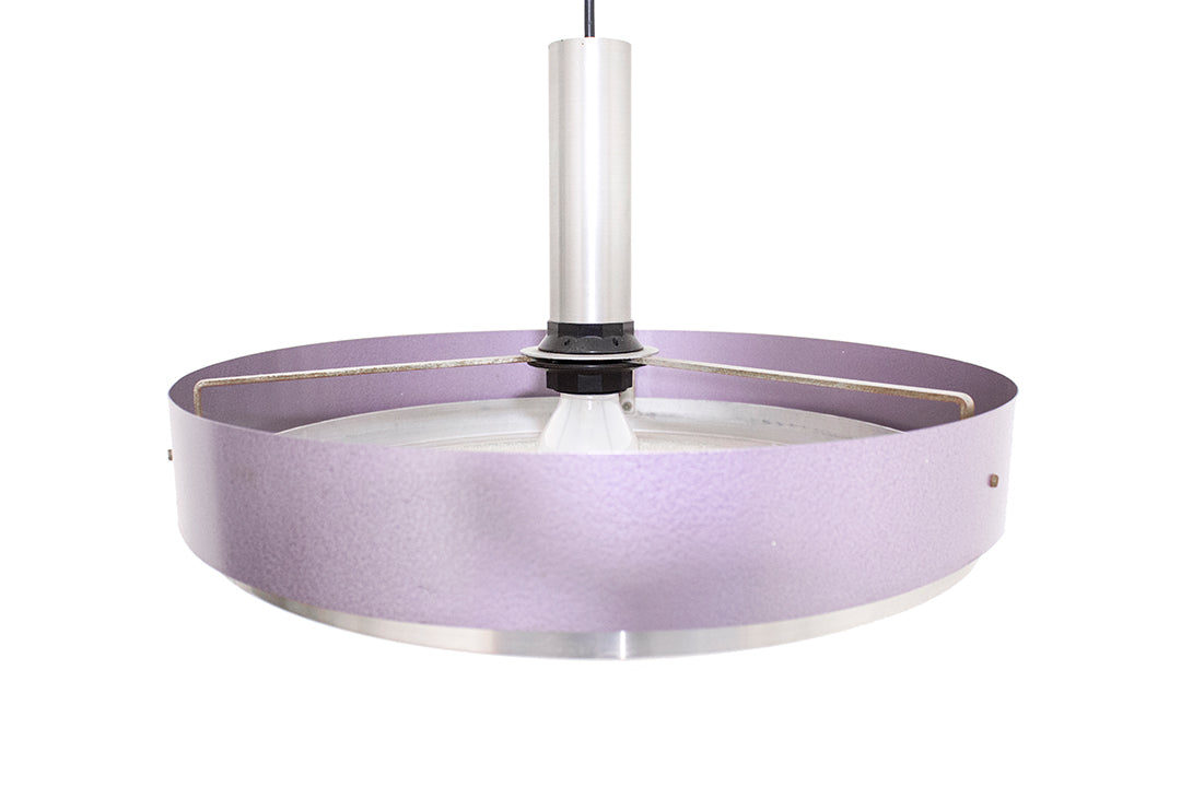 Jaren 60 Lila hanglamp metaal glas