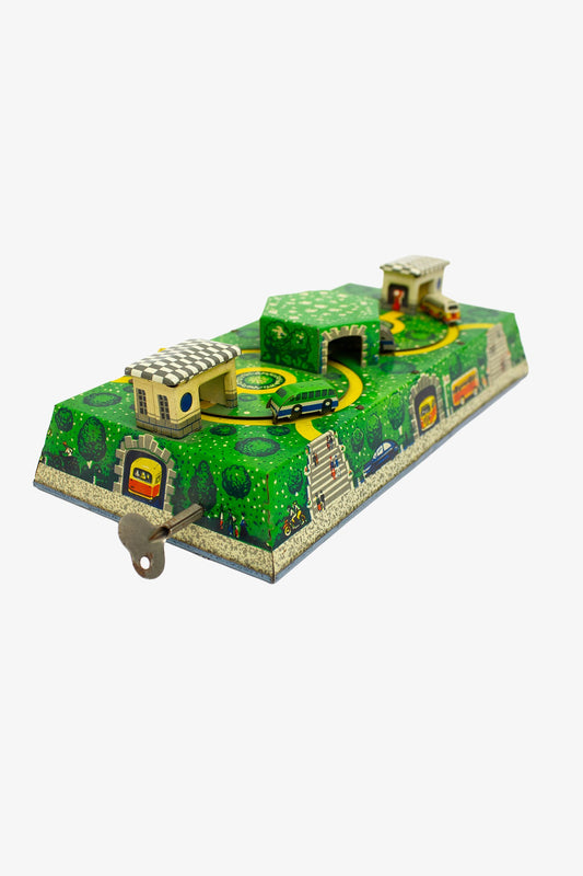 Jaren 60 USSR mechanisch opwindbaar speelgoed ‘Abtotpacca’ autosnelweg 