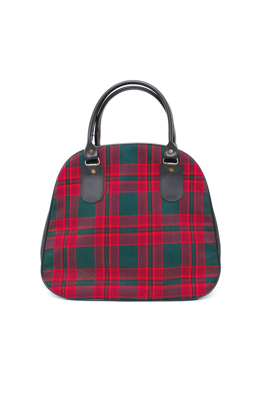 Jaren 60 handtas met rood en groen geruit patroon