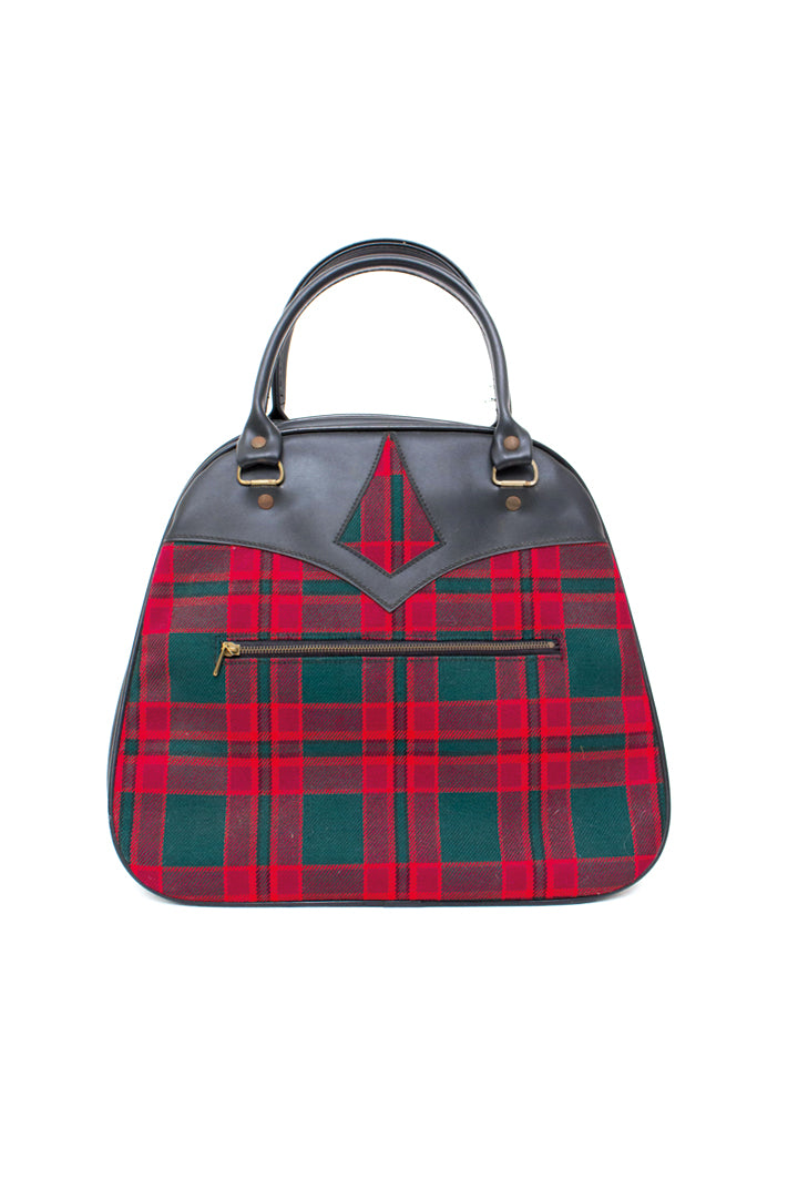 Jaren 60 handtas met rood en groen geruit patroon