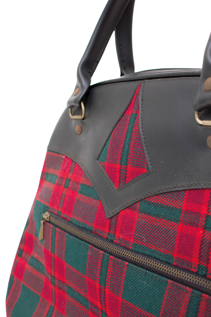 Jaren 60 handtas met rood en groen geruit patroon