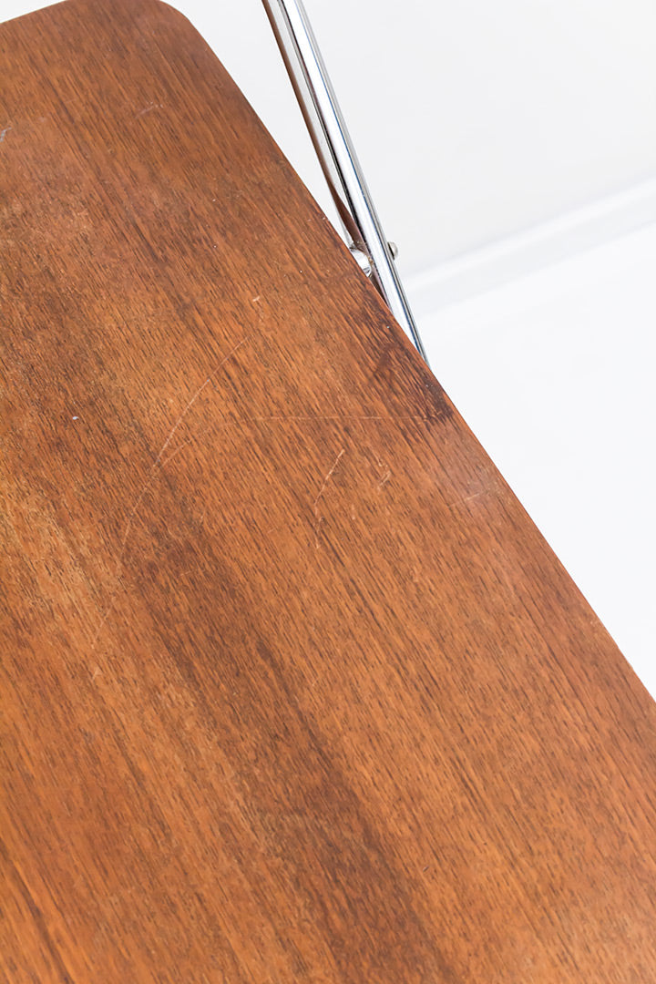 Jaren 60 serveerwagen teak fineer en verchroomd buizenframe