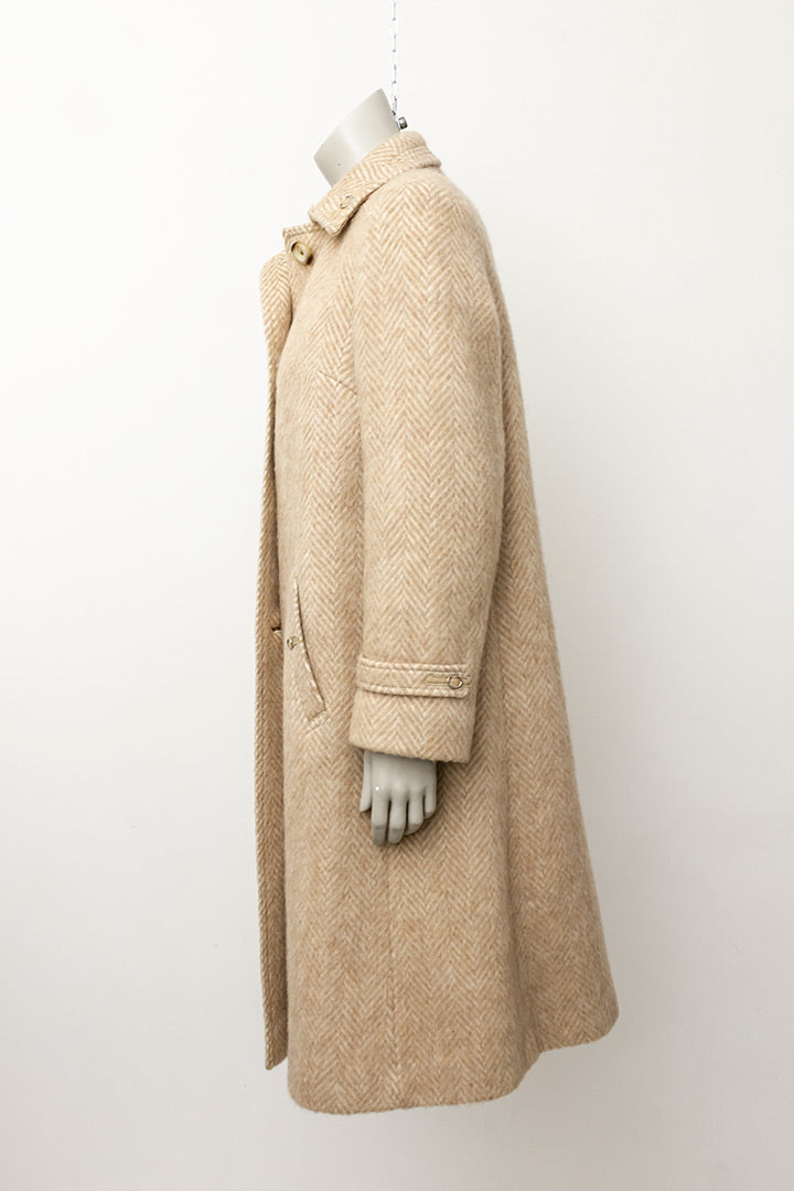 Jaren 60 wollen mohair jas beige visgraat weving