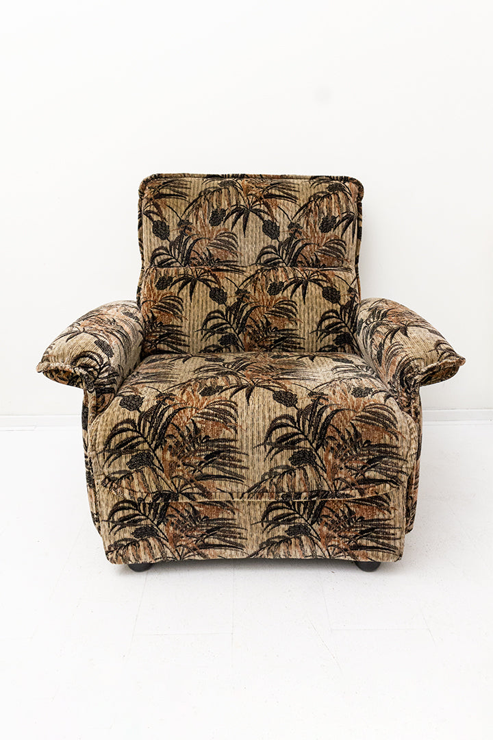 Jaren 70 fauteuil met botanische print