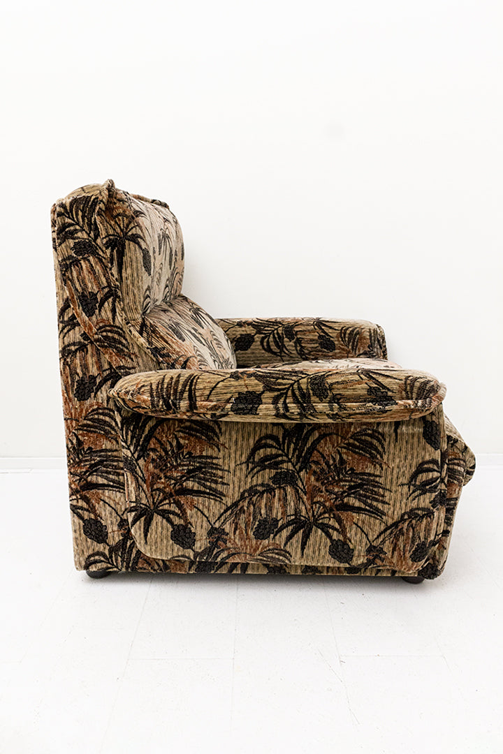 Jaren 70 fauteuil met botanische print