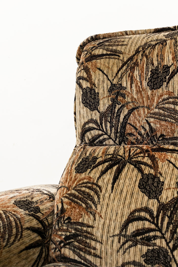 Jaren 70 fauteuil met botanische print