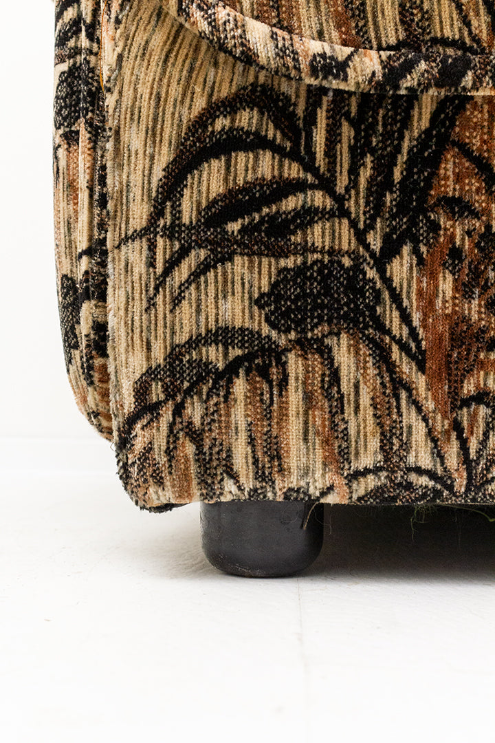 Jaren 70 fauteuil met botanische print