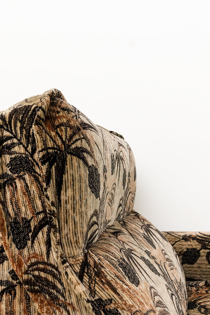 Jaren 70 fauteuil met botanische print