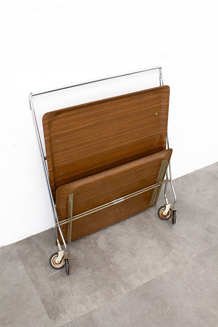 70’s opvouwbare serveerwagen/ trolley met melamine trays