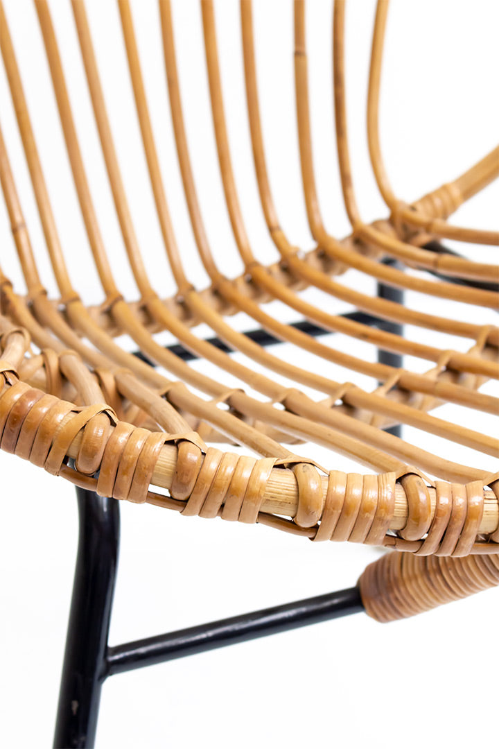 Jaren 70 rotan stoeltje Rohé