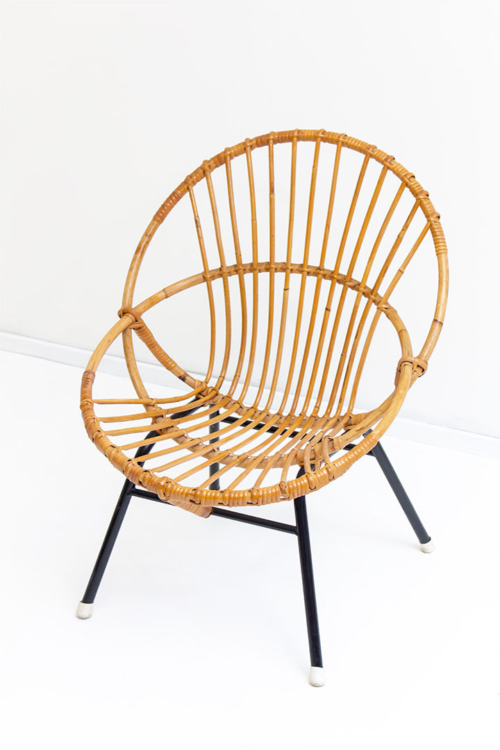 Jaren 70 rotan stoeltje Rohé