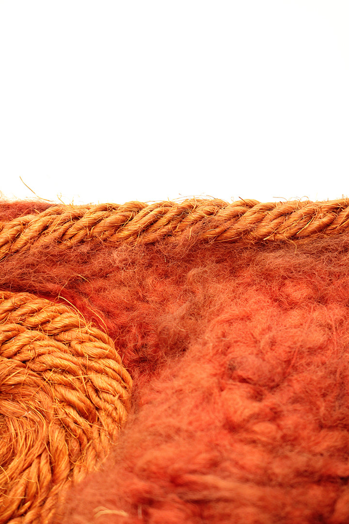 Jaren 70 wandkleed warme kleuren gevlochten met veel textuur