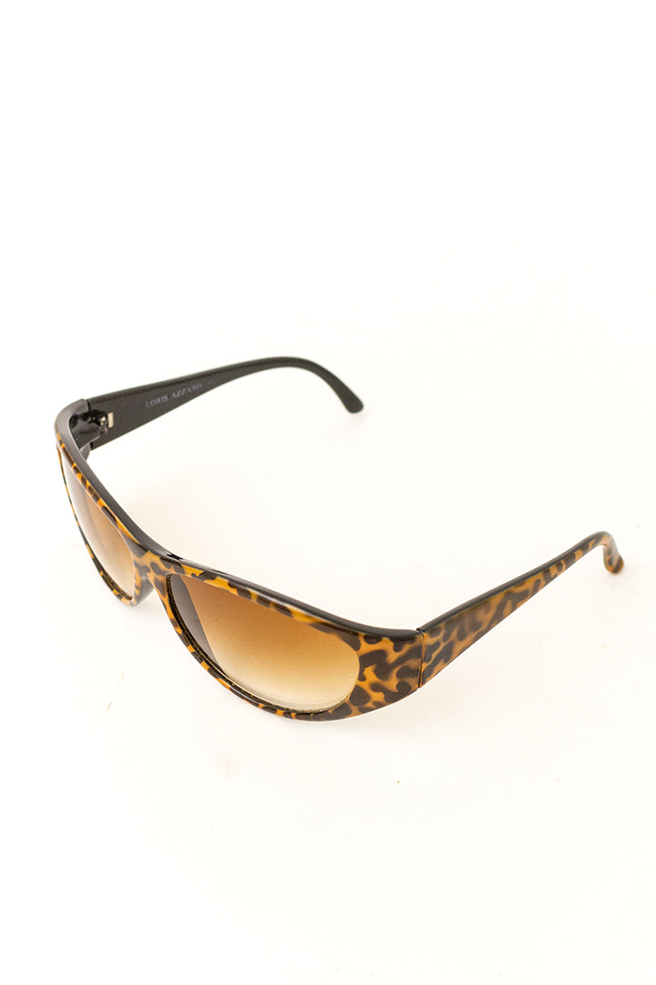 Jaren 80 zonnebril Loris Azzaro Paris met luipaard-print