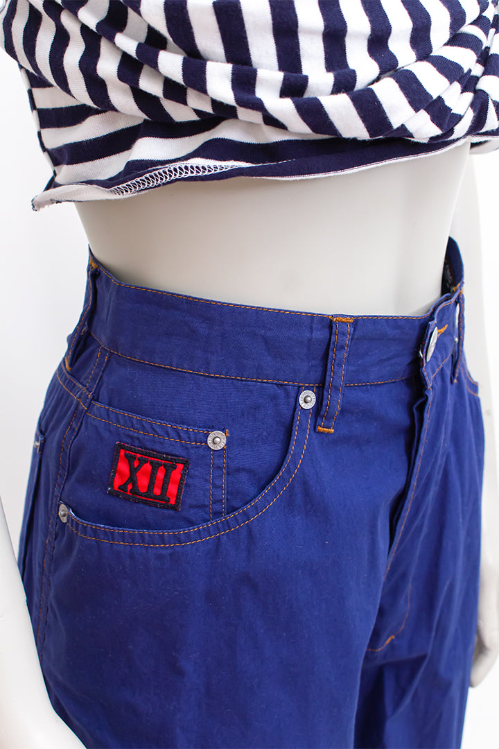 Jaren 90 Gaultier lange broek / rok donkerblauw katoen