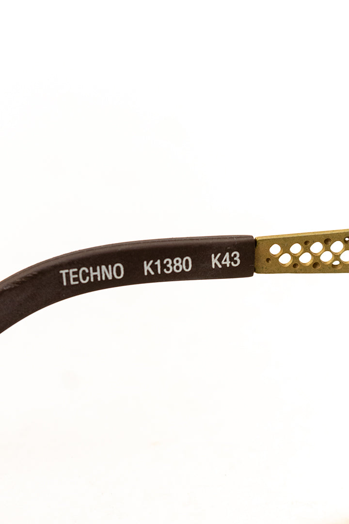 Jaren 90 Kenzo Techno zonnebril met metalen montuur en geperforeerd logo