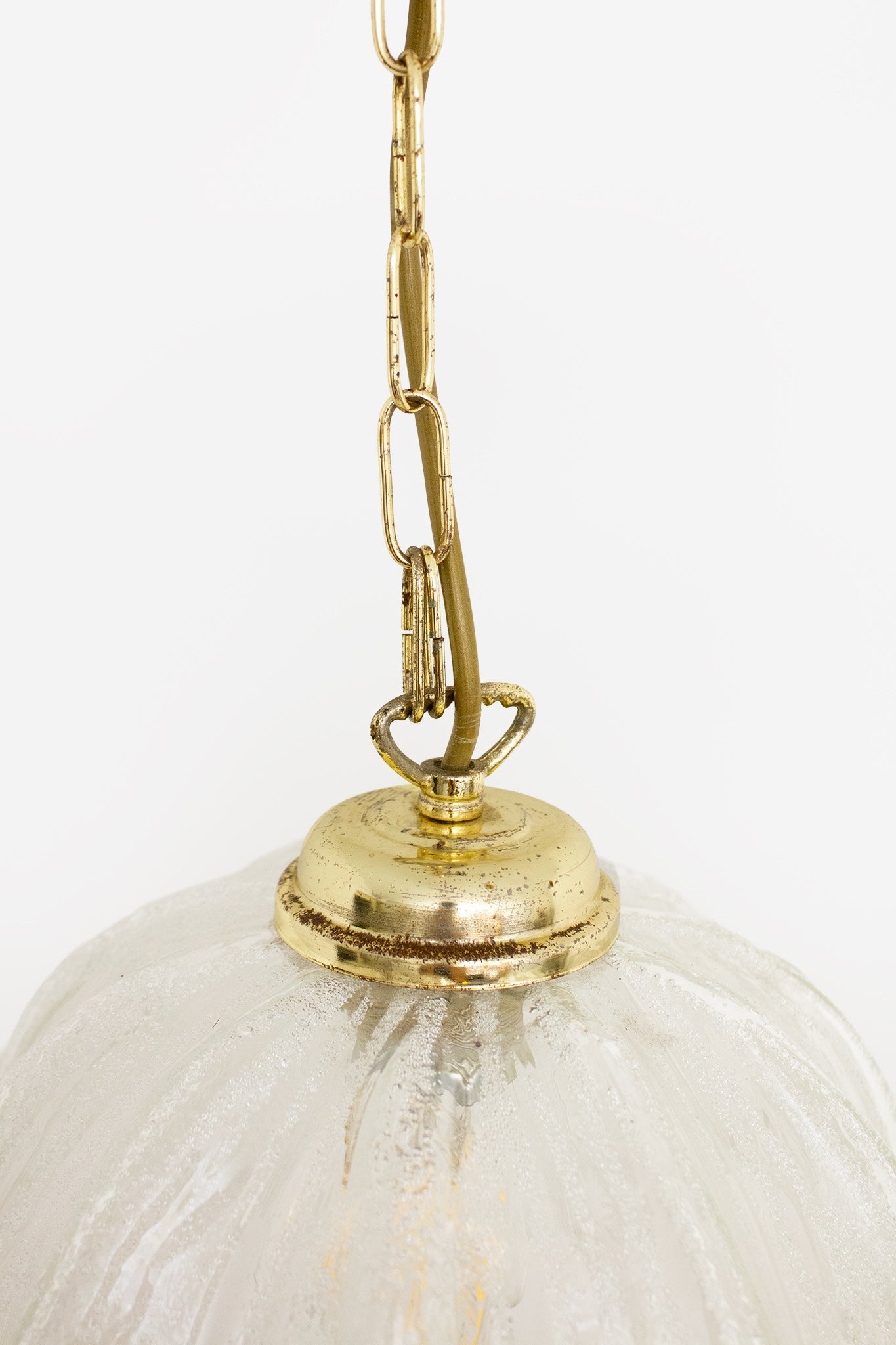 Jaren 70 glazen getextureerde Massive hanglamp