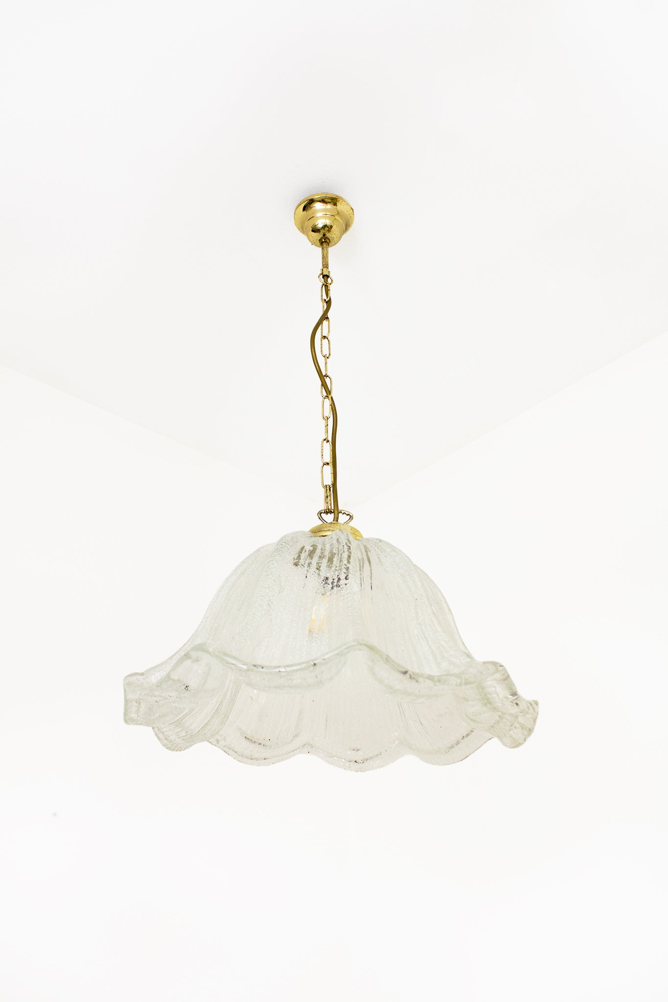 Jaren 70 glazen getextureerde Massive hanglamp