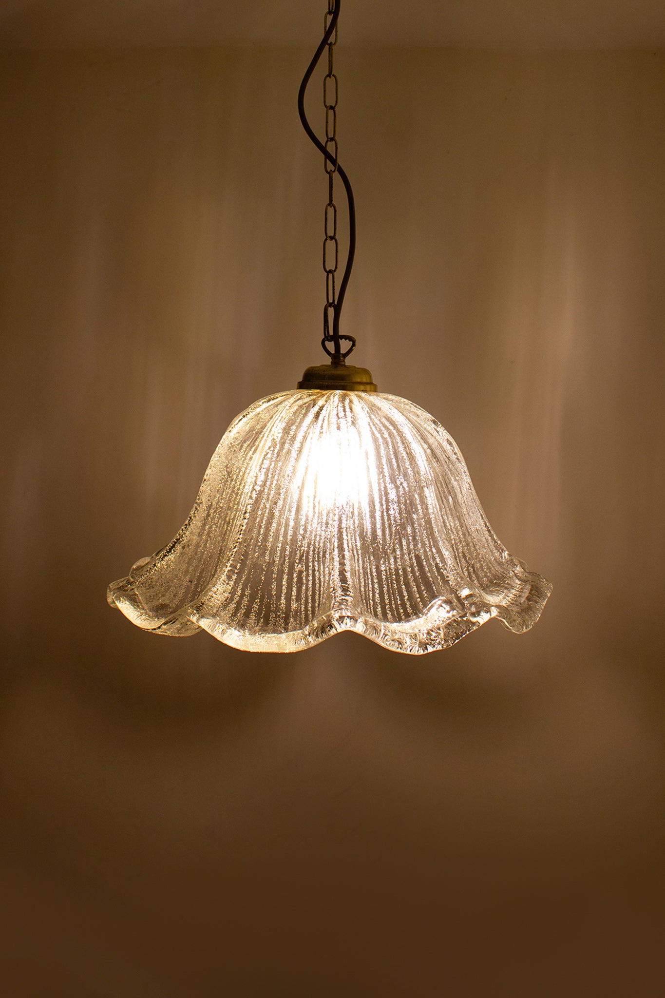 Jaren 70 glazen getextureerde Massive hanglamp