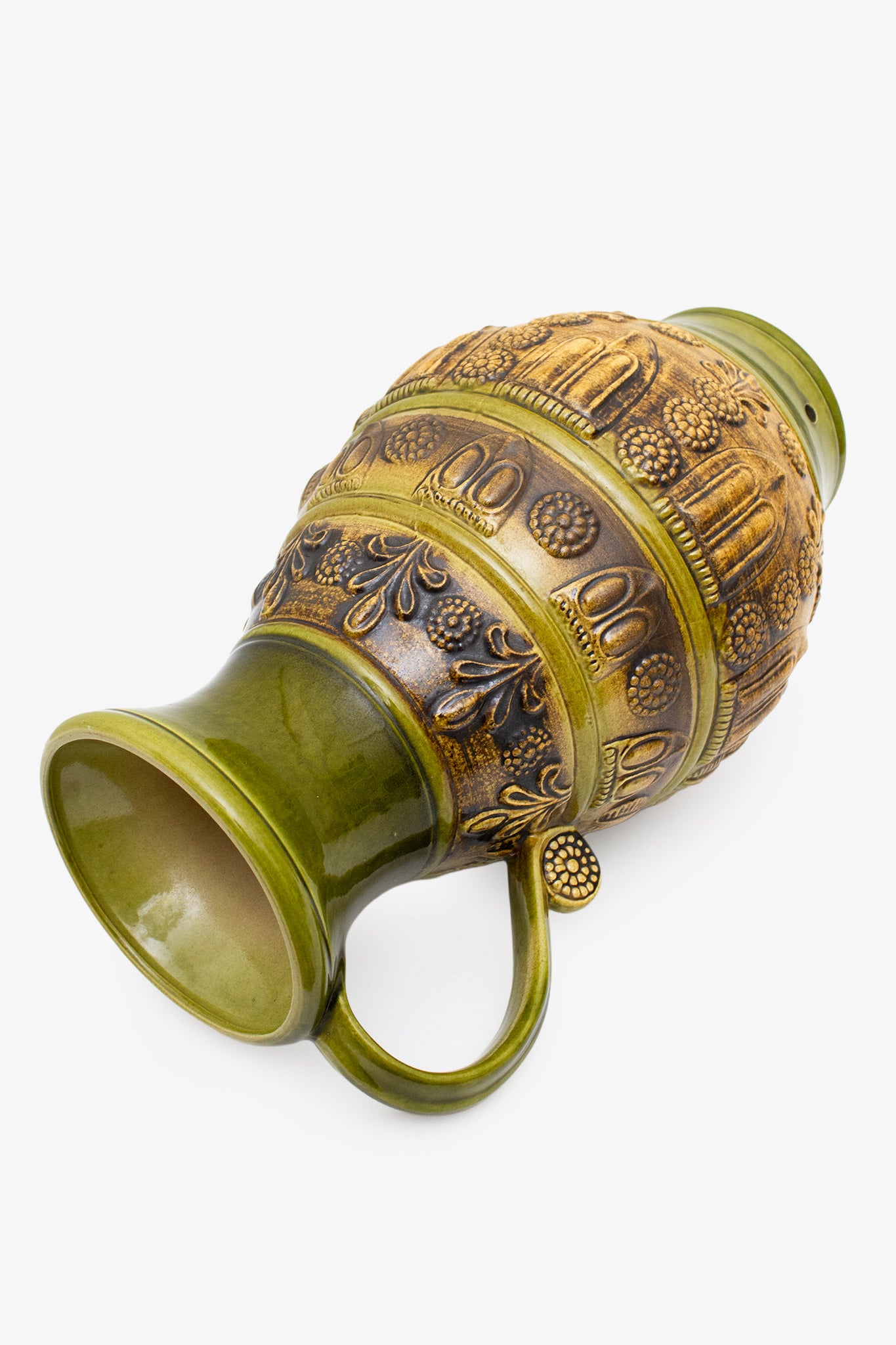 Vintage West-Germany Jasba vloervaas bruin/groen 1718/45