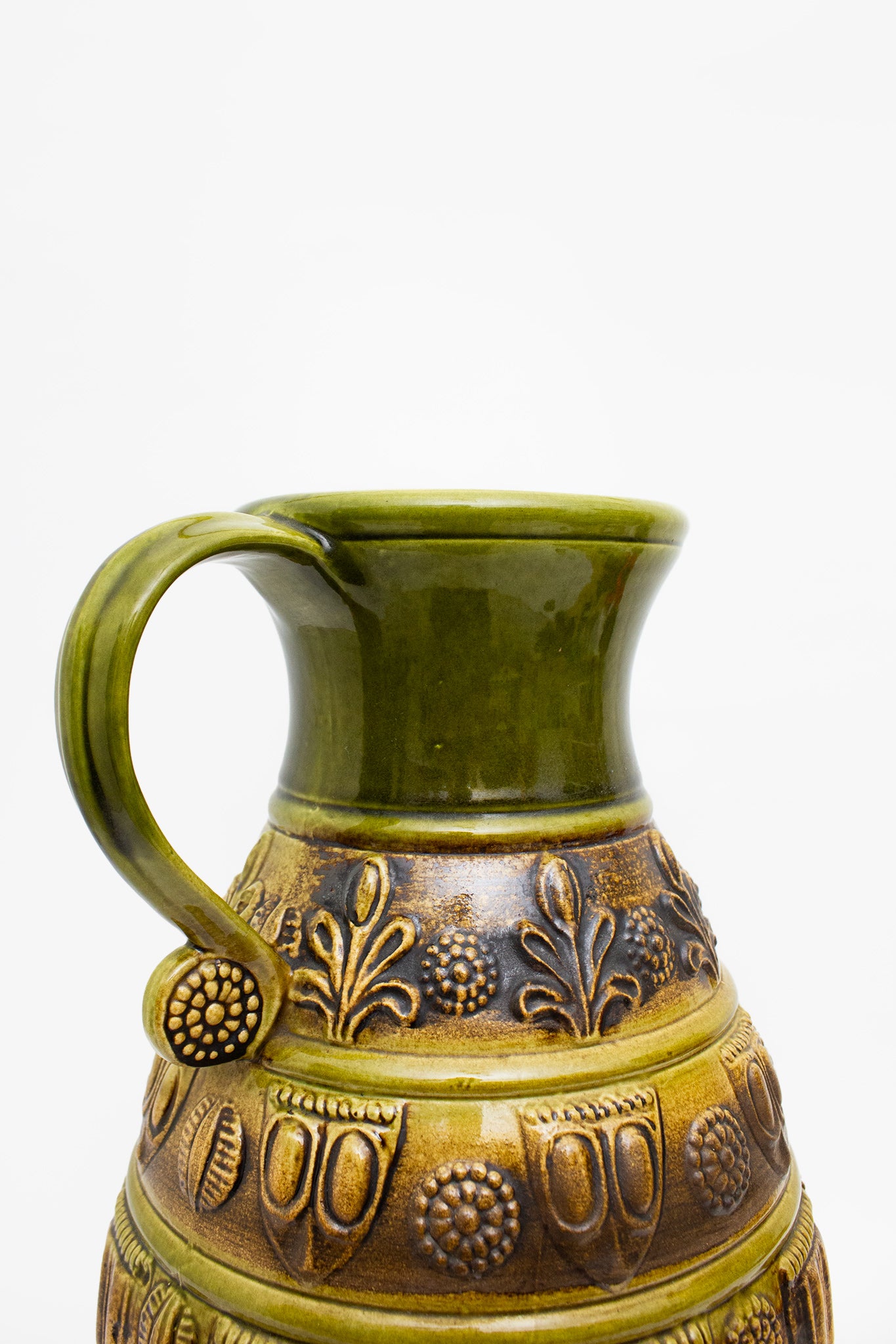 Vintage West-Germany Jasba vloervaas bruin/groen 1718/45