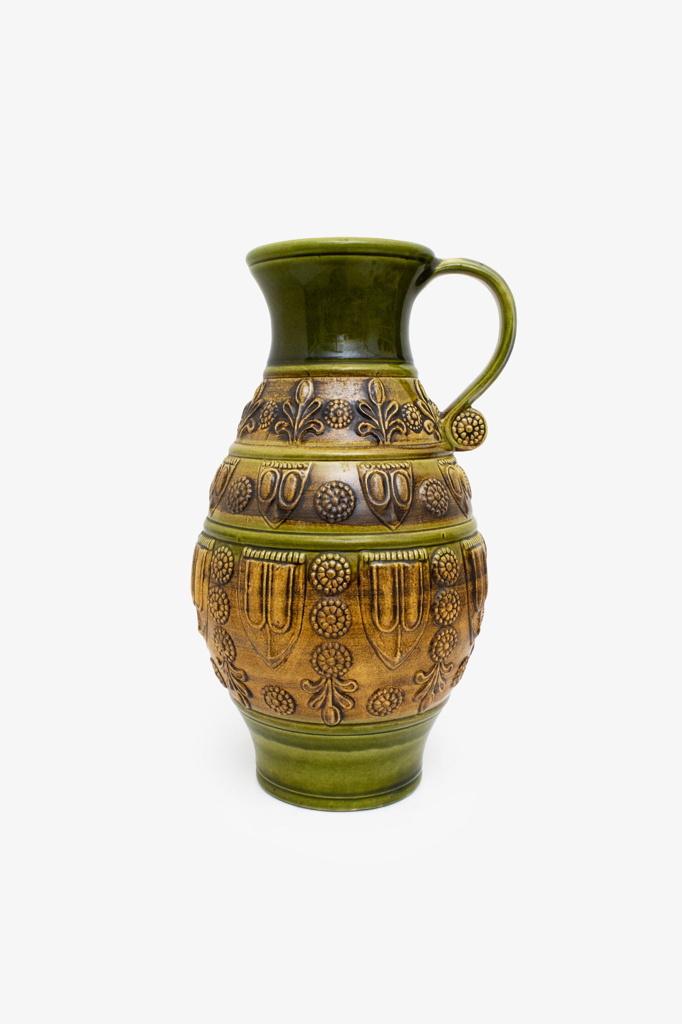 Vintage West-Germany Jasba vloervaas bruin/groen 1718/45