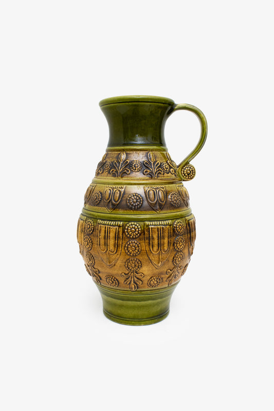 Vintage West-Germany Jasba vloervaas bruin/groen 1718/45