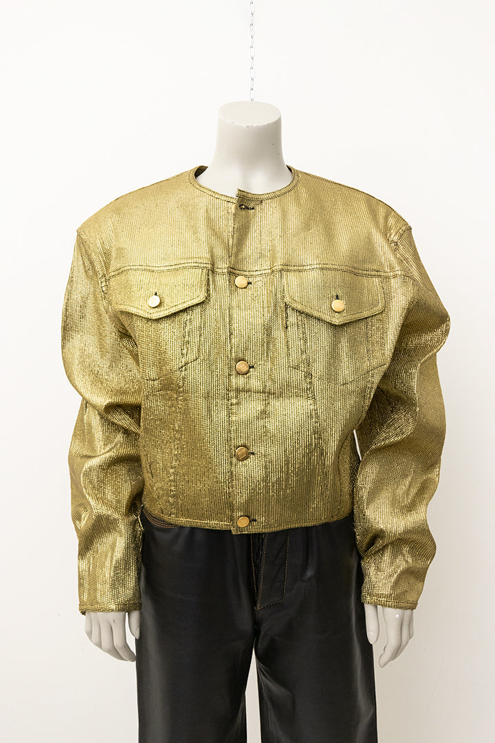 Jean Paul Gaultier metallic gold jacket uit de Junior lijn eind jaren 80