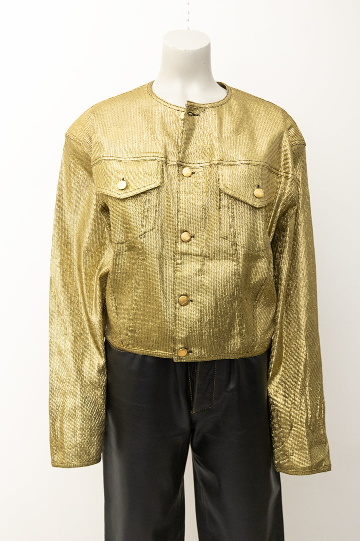 Jean Paul Gaultier metallic gold jacket uit de Junior lijn eind jaren 80