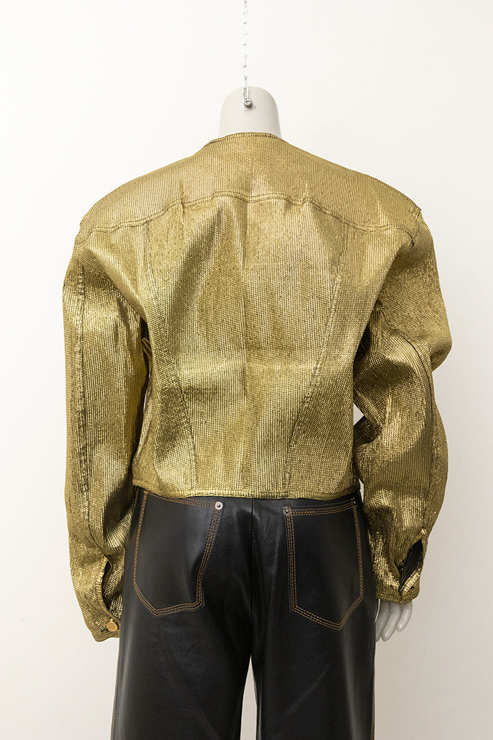 Jean Paul Gaultier metallic gold jacket uit de Junior lijn eind jaren 80