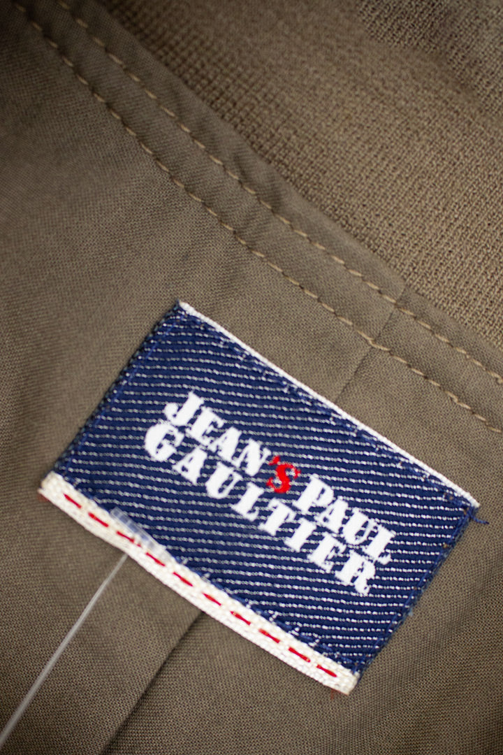 90s Jean Paul Gaultier taupe deels wollen vest