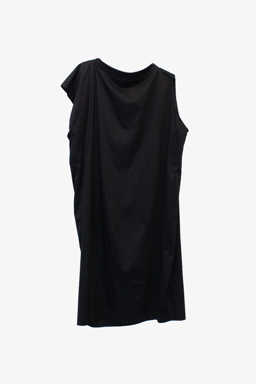 Zwarte asymmetrische Jil Sander jurk met hals detail