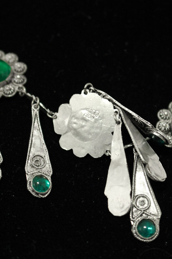 Jugendstil collier groen kristal