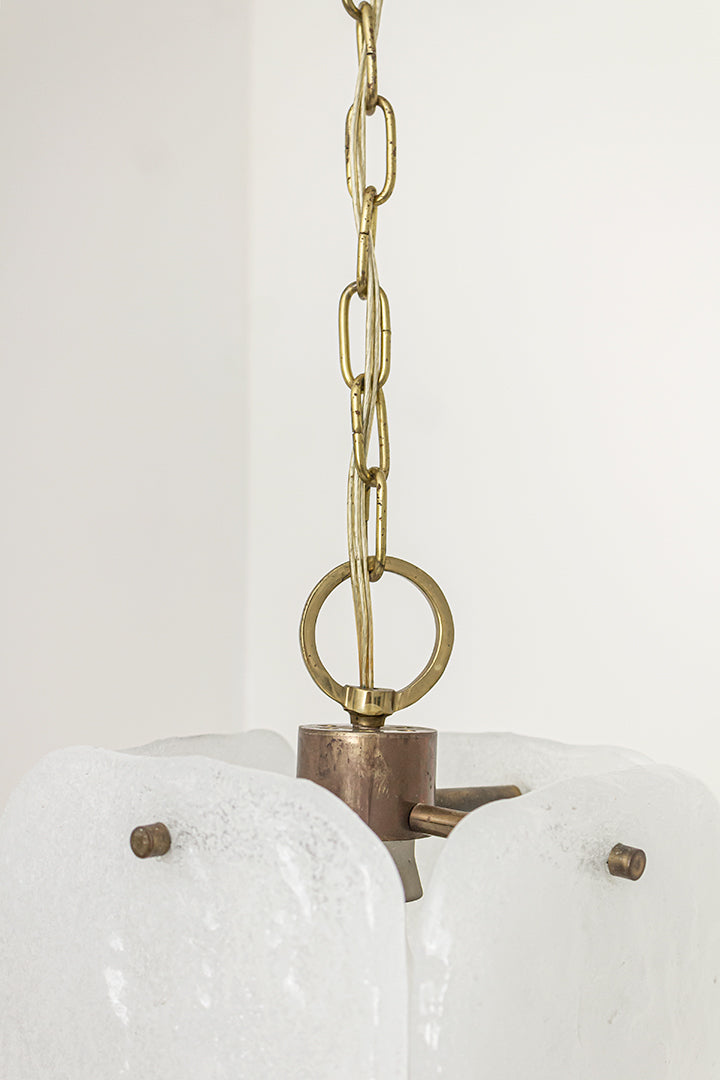 Kalmar Franken hanglamp met glazen ijsplaten jaren 60