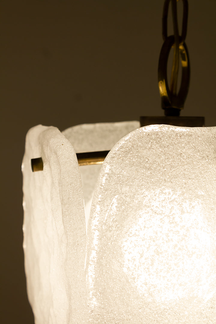 Kalmar Franken hanglamp met glazen ijsplaten jaren 60