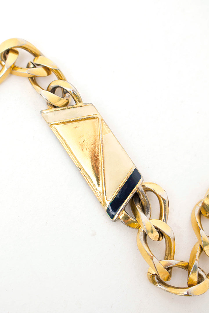 Ketting met grove schakels en emaille decoraties jaren 80