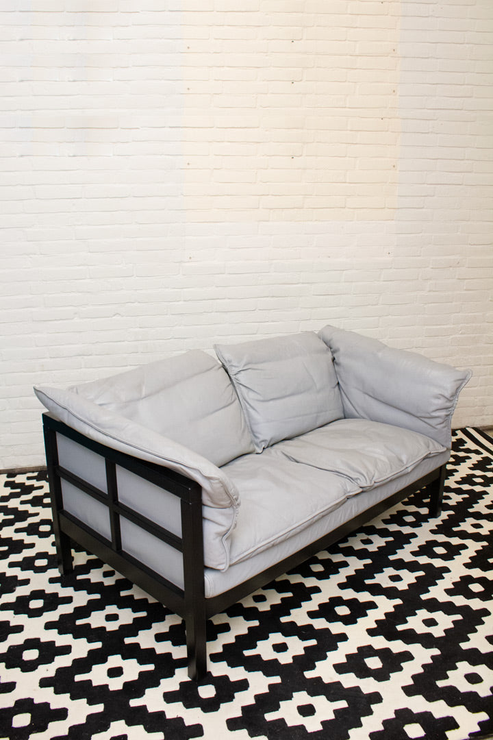 Retro Ikea twee-zits grijs leren bank Shoji