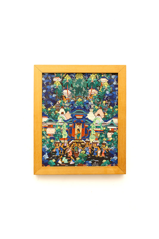 Kleurrijk Indonesisch schilderij N.Y. Gatra Penestanan Ubud vintage