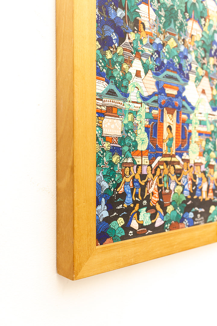 Kleurrijk Indonesisch schilderij N.Y. Gatra Penestanan Ubud vintage