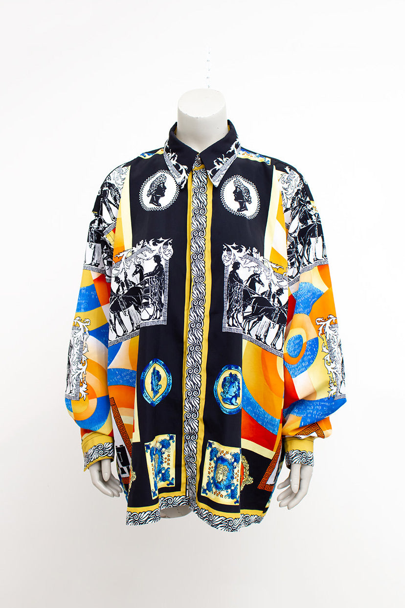 Vintage Armstrong zijden blouse met barok-print