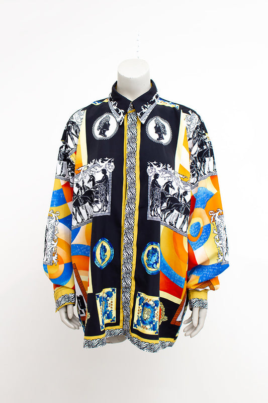 Vintage Armstrong zijden blouse met barok-print
