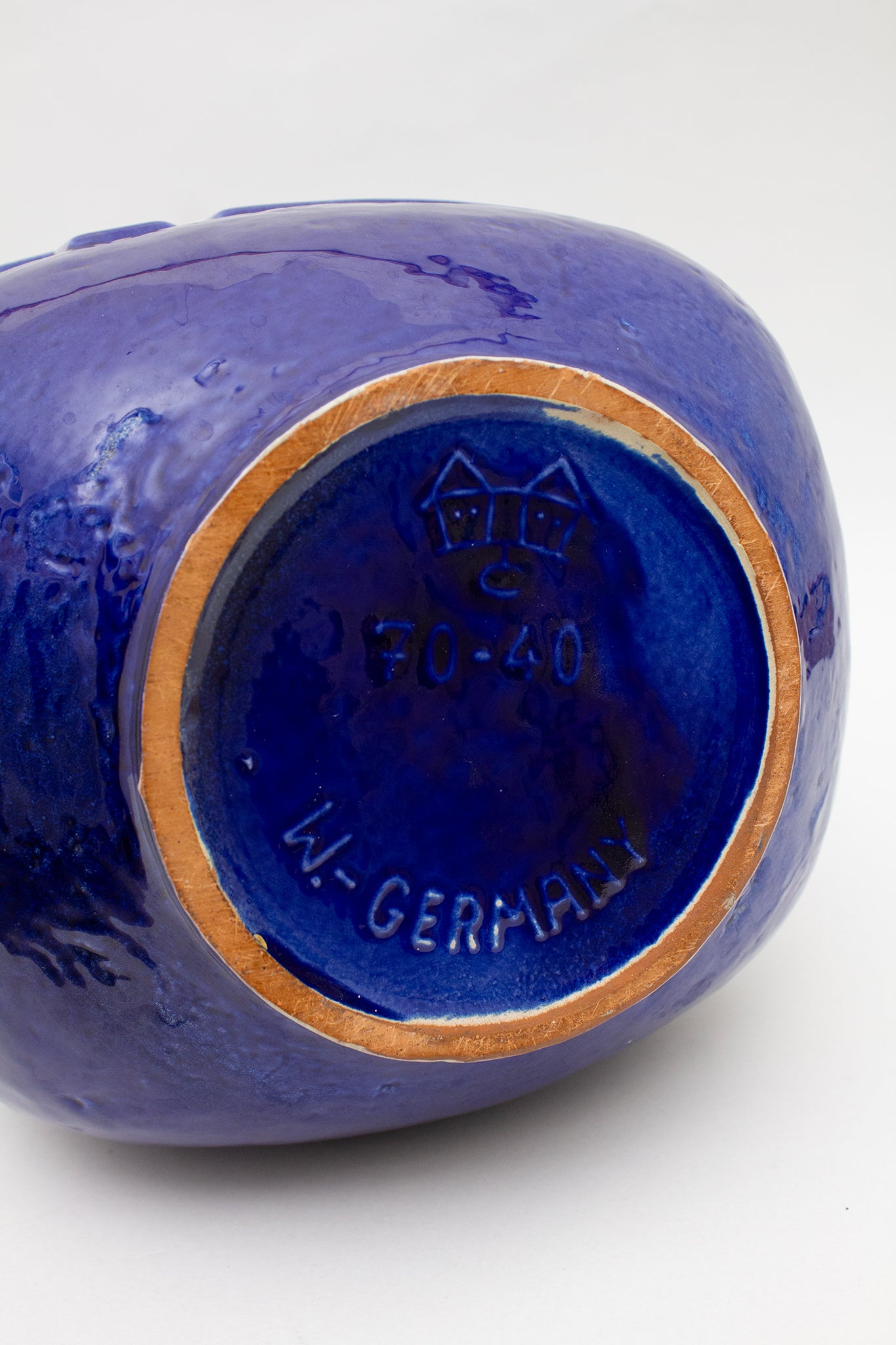 Vintage Carstens West-Germany kobalt-blauwe keramieken vloervaas