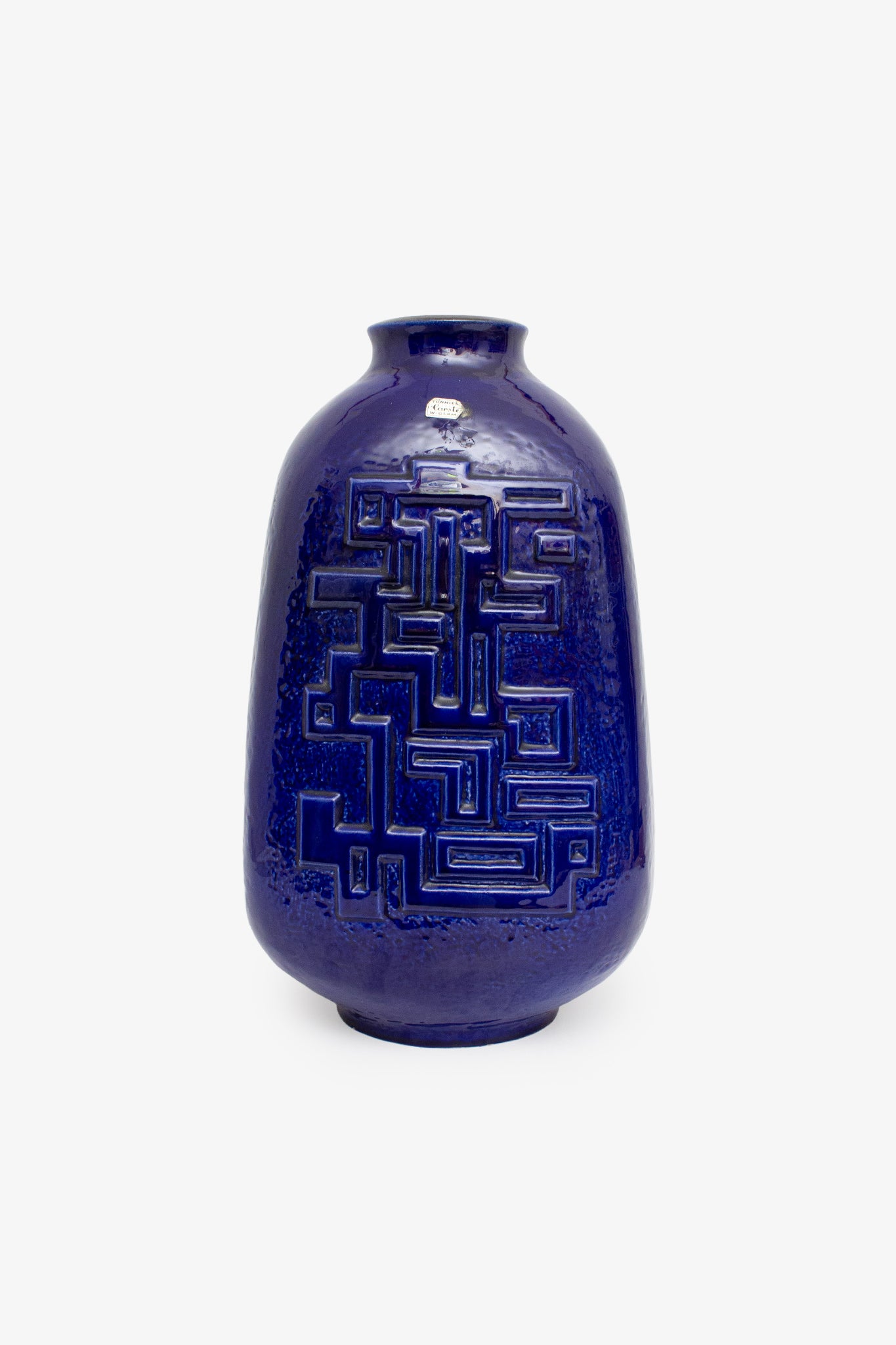 Vintage Carstens West-Germany kobalt-blauwe keramieken vloervaas