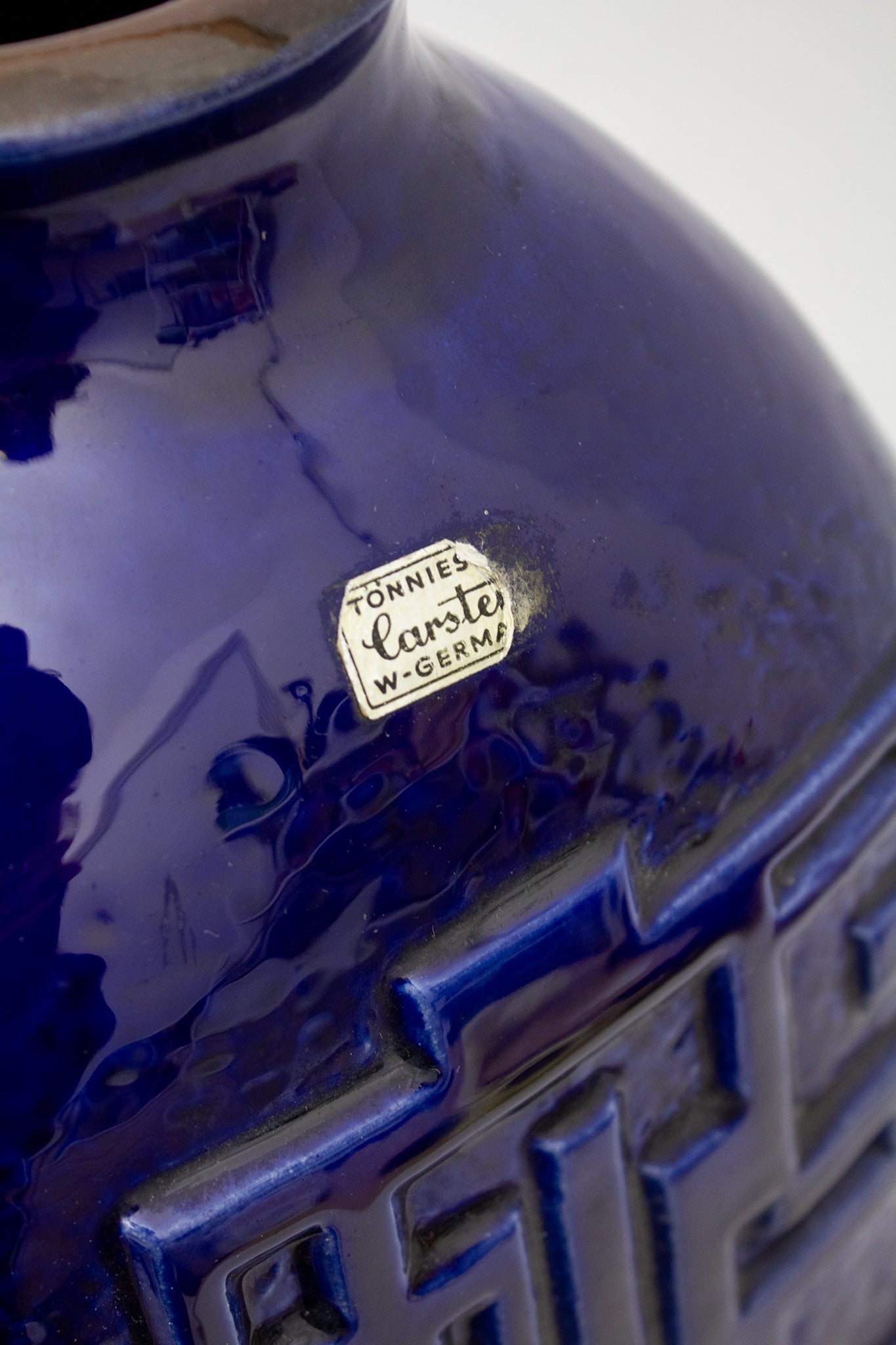 Vintage Carstens West-Germany kobalt-blauwe keramieken vloervaas