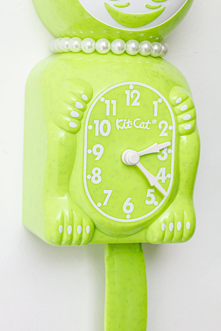 Lady Kit-Cat Klok Fun Chartreuse limoengroen met glitters