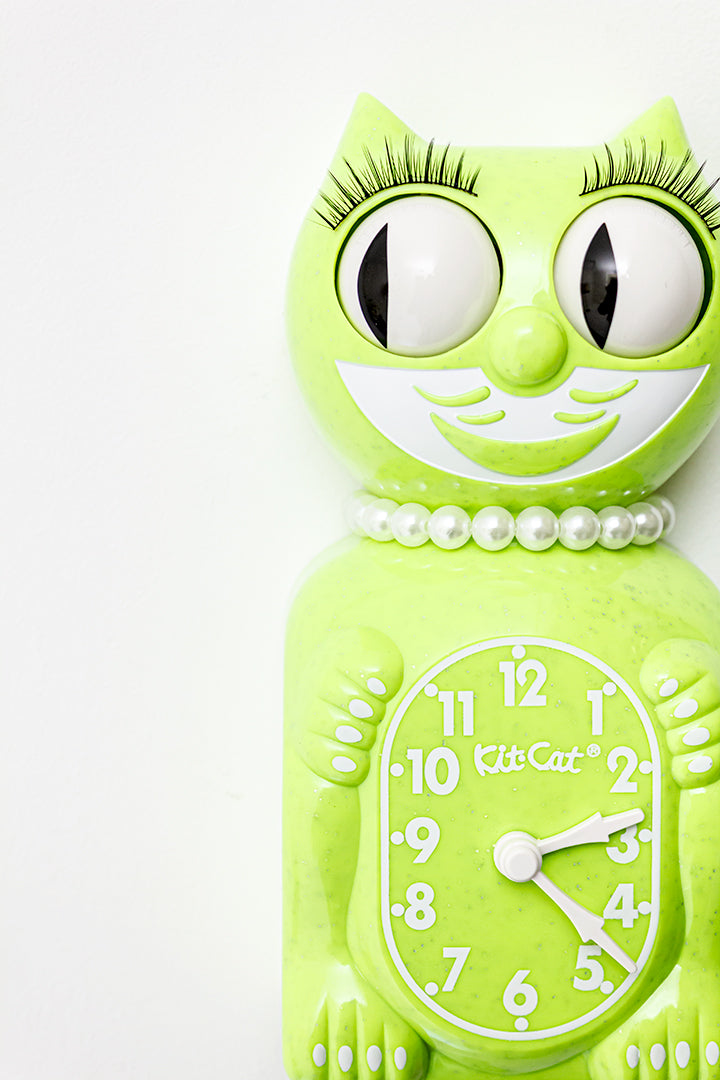 Lady Kit-Cat Klok Fun Chartreuse limoengroen met glitters