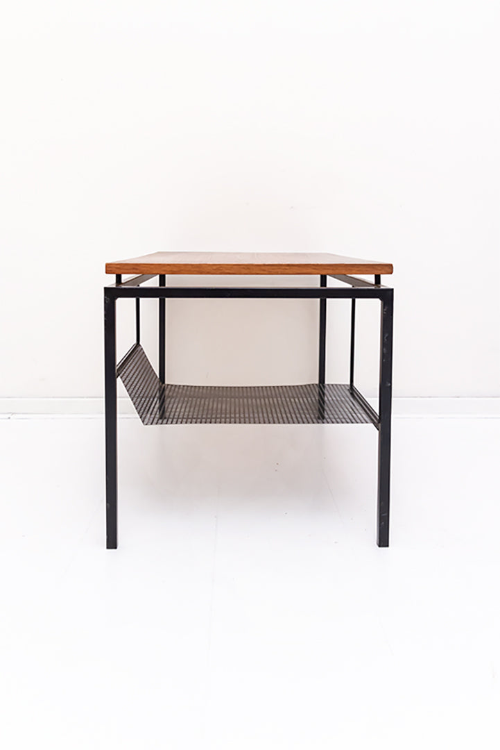 Lage vintage bijzettafel met lectuurbak Cees Braakman voor Pastoe