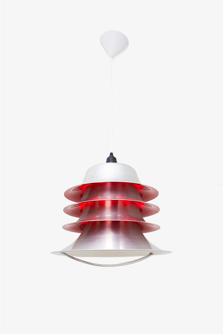 Vintage Lakro hanglamp gelaagd aluminium - rood